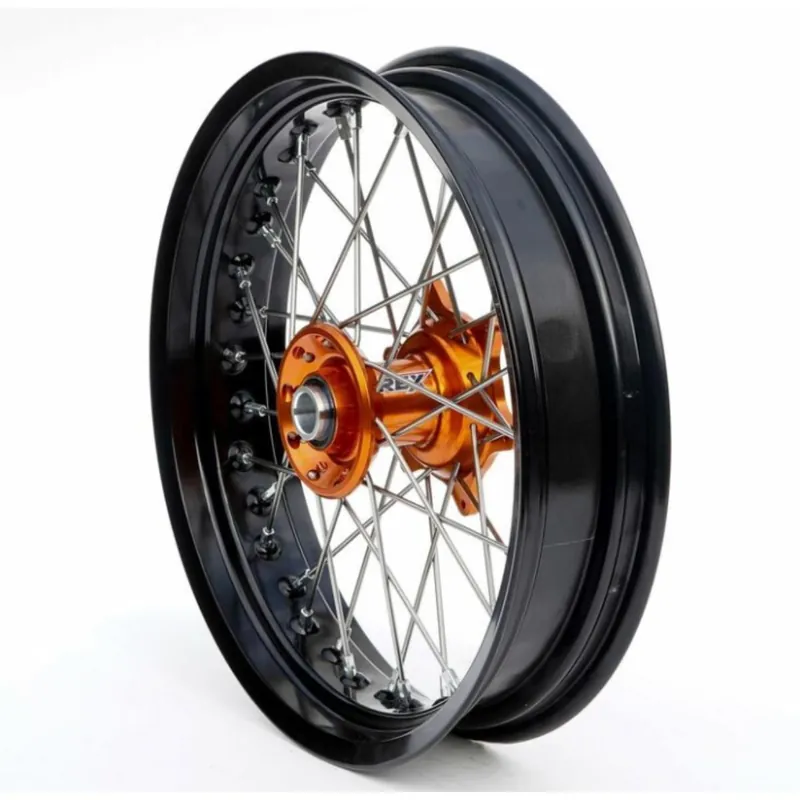 Nézd meg most [ RFX ] Moto Roue avant Moto Complete 17 pouces SM Noir/Argent/Orange, 17 x 3,50
