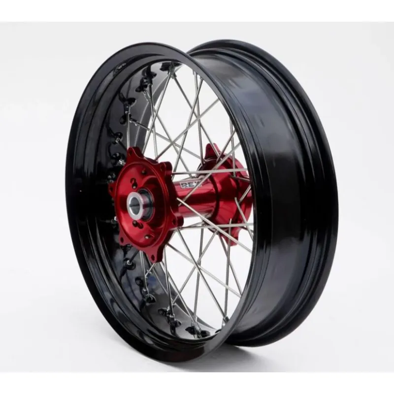 Csak ma [ RFX ] Moto Roue arrière complète 17 pouces SM Noir/Rouge/Argent, 17 x 4,50