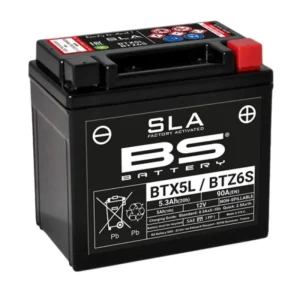 Prémium [ BS Battery ] Moto Batterie BTX5L / BTZ6S Wartungsfrei, 12V, 5,3Ah, 90A, 113x70cmx105mm