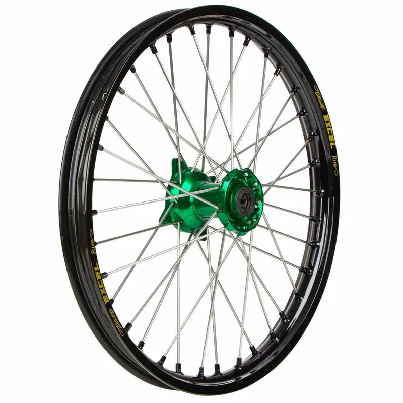 [ Haan Wheels ] Roue Avant Kawasaki KX/KXF 06-18, Noir/Vert Gyors kiszállítás