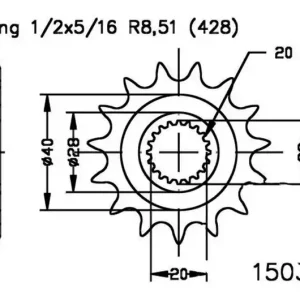 Utolsó esély Pignon de sortie de boite Esjot 14/428 Generic TR 125 SM i.e / KSR-Moto TR 125 SM i.e ...