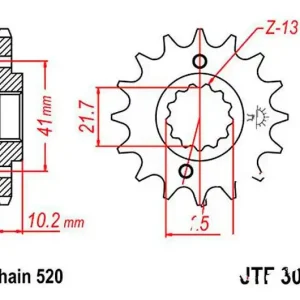 Akciós ár Pignon de sortie de boite JT 16/520 Fin Honda / Yamaha / Suzuki / Aprilia / Derbi