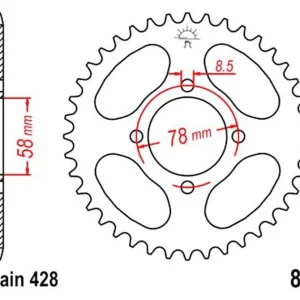 Azonnal elérhető Couronne JT 46/428 Acier Kawasaki / Suzuki / Generic / Hyosung / Keeway ...