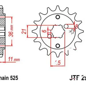 Árcsökkenés Pignon de sortie de boite JT 14/525 Épais Honda XBR 500 1985-1986