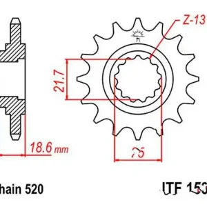 Árengedmény Pignon de sortie de boite JT 13/520 Fin Kawasaki Z 750 M / Z 750 L ...