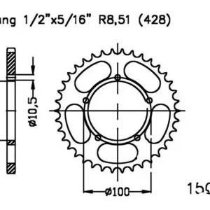 Couronne Esjot 45/428 Acier Daelim VL 125 Fi / SWM SM 125 R ... Azonnal elérhető