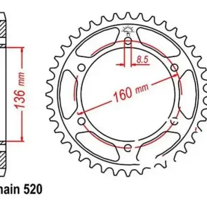 Expressz kézbesítés Couronne JT 40/520 Acier Aprilia / Husqvarna / BMW / Beta / Gilera