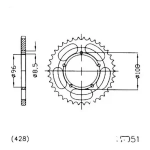 Couronne Esjot 49/428 Acier MZ/MUZ SM 125 2001-2008 / SX 125 2001-2008 Vásárlói kedvenc