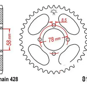 Árengedmény Couronne JT 48/428 Acier Kawasaki / Suzuki / Generic / Hyosung / Keeway ...
