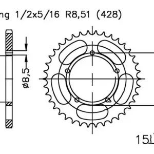 Couronne Esjot 52/428 Acier MZ/MUZ SM 125 2001-2008 / SX 125 2001-2008 Exkluzív ajánlat