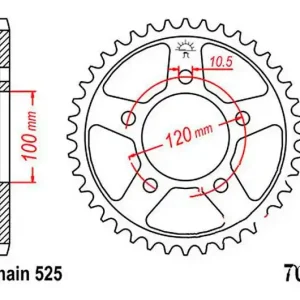 Ajánlat Couronne JT 43/525 Acier Aprilia RSV 1000 / SL 1000 ...
