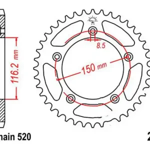 Árcsökkenés Couronne JT 42/520 Acier Aprilia RS 250 1995-2002