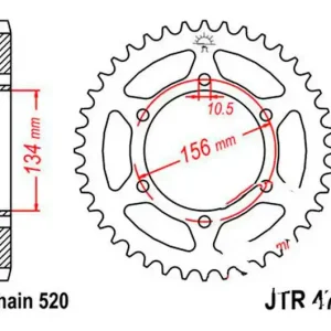 Azonnal elérhető Couronne JT 40/520 Acier Kawasaki KR-1S 250 C 1990-1992 / KR-1 250 B 1988-1989