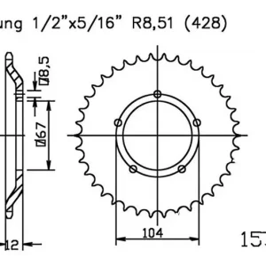 Couronne Esjot 55/428 Acier Sachs X-Road 125 2007-2009 Árengedmény