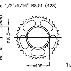 Couronne Esjot 50/428 Acier Noire Derbi GPR 125 2T 2005-2009 Biztonságos fizetés