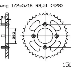 Olcsó Couronne Esjot 41/428 Acier Noire SYM Husky 125 1996-2005