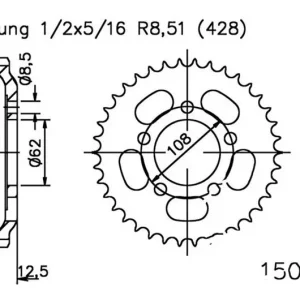 Couronne Esjot 49/428 Acier Yamaha SR 250 SP 1985 / MZ/MUZ RT 125 2000-2006 Legnépszerűbb