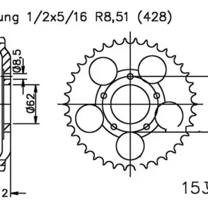 Couronne Esjot 51/428 Acier Sachs XTC-N 125 2T 1998-2000 / XTC 125 2T 1998-2002 Olcsóbb