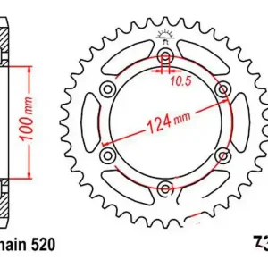 Árcsökkenés Couronne JT 48/520 Acier Ducati Monster 696 / Monster 800 i.e. ...