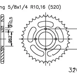 Couronne Esjot 53/520 Acier Sachs Roadster 125 V2 1998-2003 Kiárusítás
