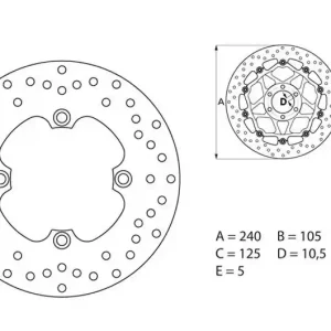 Azonnali szállítás Disque de frein arrière Brembo Serie Oro Fixe Rond 240mm Honda 650 XLV