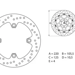 Szuper ajánlat Disque de frein arrière Brembo Serie Oro Fixe Rond 220mm Honda CBR 125 R