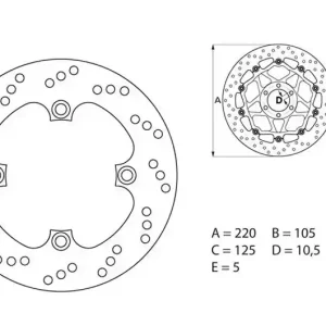 Disque de frein arrière Brembo Serie Oro Fixe Rond 220mm Honda CBR 1000 RR Rendeld meg most