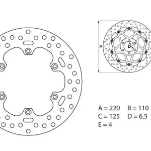 Disque de frein arrière Brembo Serie Oro Fixe Rond 220mm KTM 300 EXC 6 Days Alacsony ár
