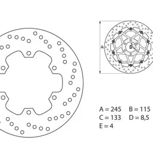 Disque de frein arrière Brembo Serie Oro Fixe Rond 245mm Ducati Monster S4 Végkiárusítás