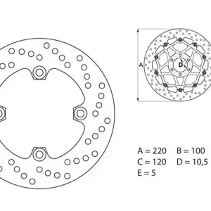 Disque de frein arrière Brembo Serie Oro Fixe Rond 220mm Kawasaki ER6 F / N Olcsóbb
