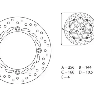 Nézd meg most Disque de frein avant Brembo Serie Oro Fixe Rond 256mm Honda 650 XLV