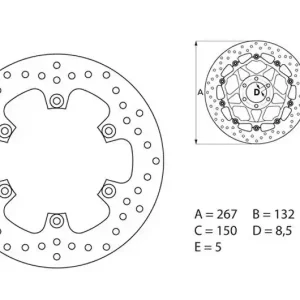 Disque de frein arrière Brembo Serie Oro Fixe Rond 267mm Yamaha MT01 / 1300 XJR Csak ma