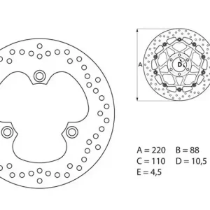 Szuper akció Disque de frein arrière Brembo Serie Oro Fixe Rond 220mm Honda CBR 600 F