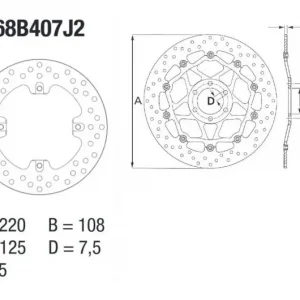 Alacsony ár Disque de frein arrière Brembo Serie Oro Fixe Rond 220mm MV Agusta 675 Brutale / F3