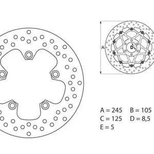 Disque de frein arrière Brembo Serie Oro Fixe Rond 245mm Yamaha XJ6 Szezonális akció