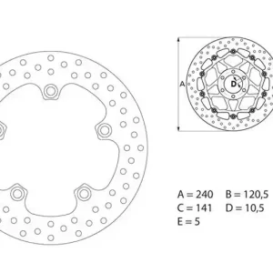 Végkiárusítás Disque de frein arrière Brembo Serie Oro Fixe Rond 240mm Suzuki 750 GSR