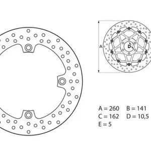 Disque de frein arrière Brembo Serie Oro Fixe Rond 260mm Suzuki DL 650 V-Strom Kedvezmény