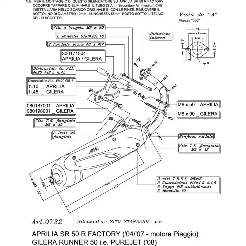 Akció Ligne Complète SITO SR 50 R FACTORY Piaggio engine - Homologué