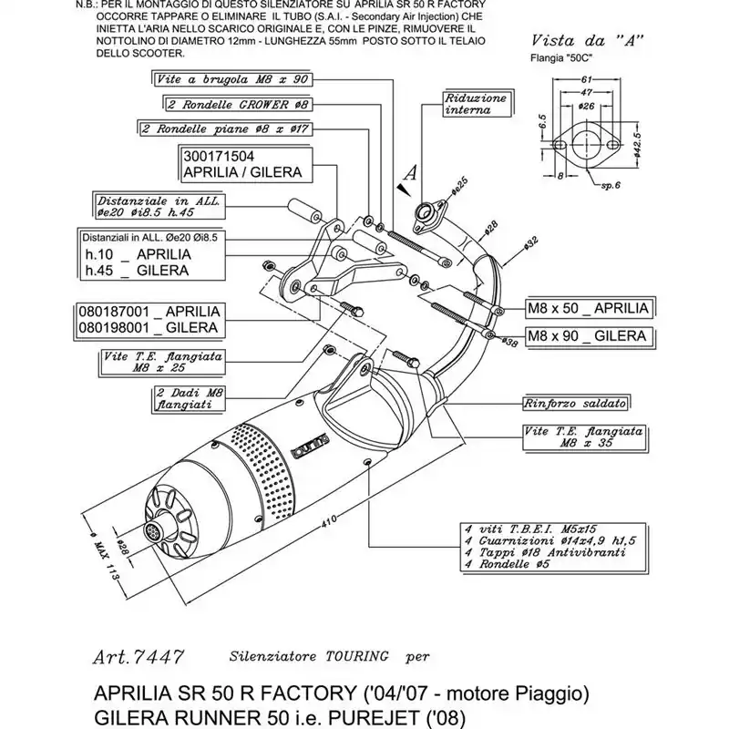 Prémium Ligne Complète TOURING SR 50 R FACTORY Piaggio engine - Homologué
