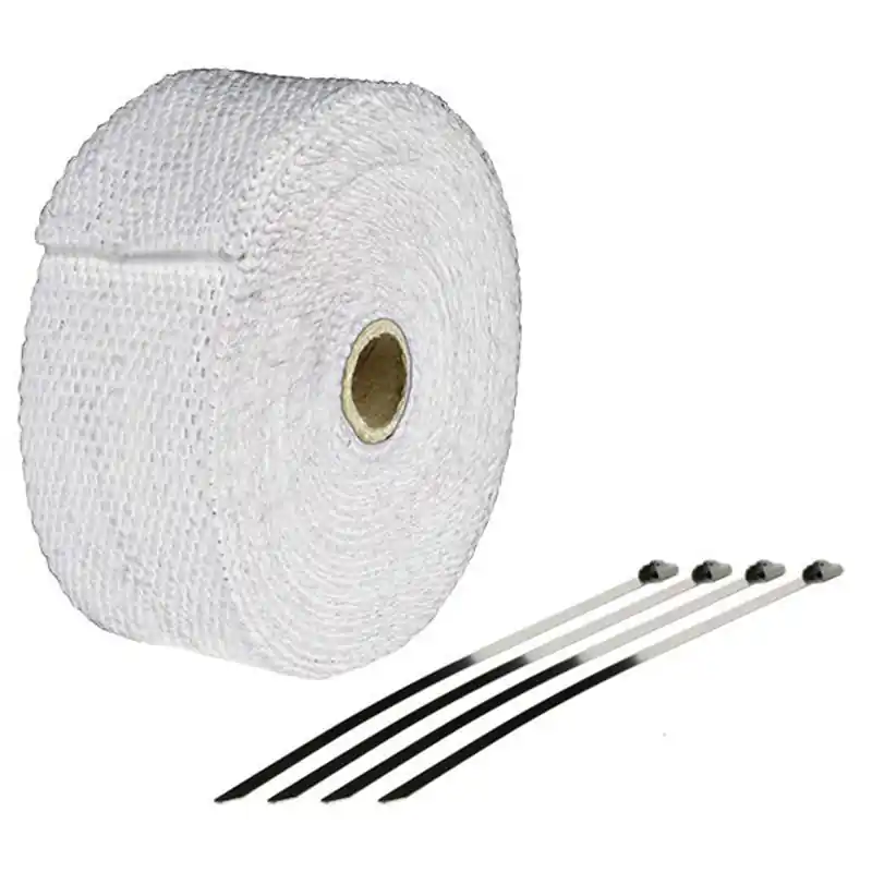 Különleges ajánlat Bande Thermique échappement 10M Blanche + 4 Fixations Largeur 50mm - Ep 1,5mm