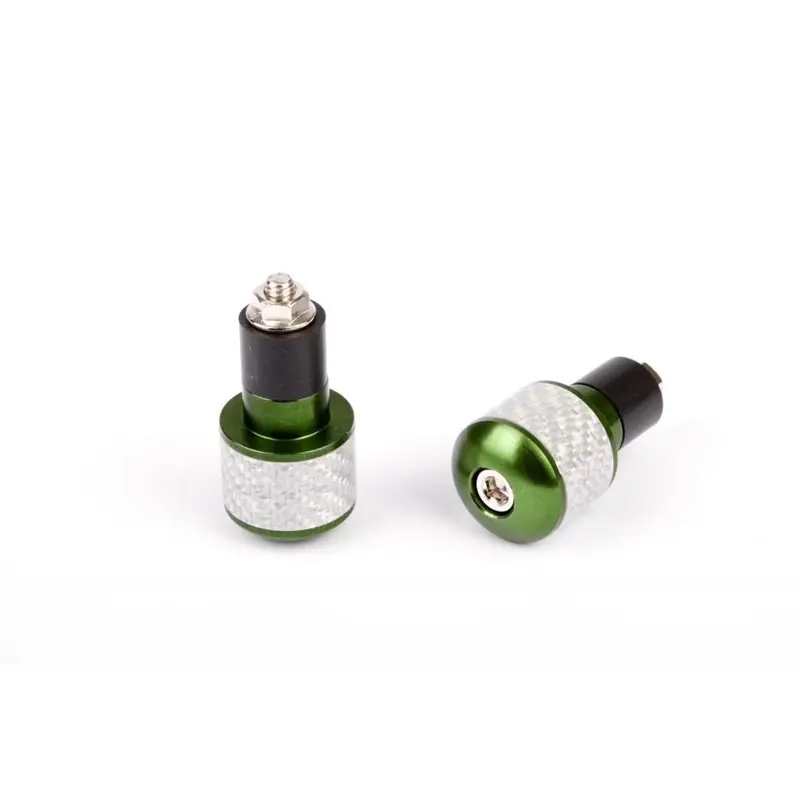 Embouts de guidon ronds Ø17 look carbone blanc et anodisés vert Bestseller