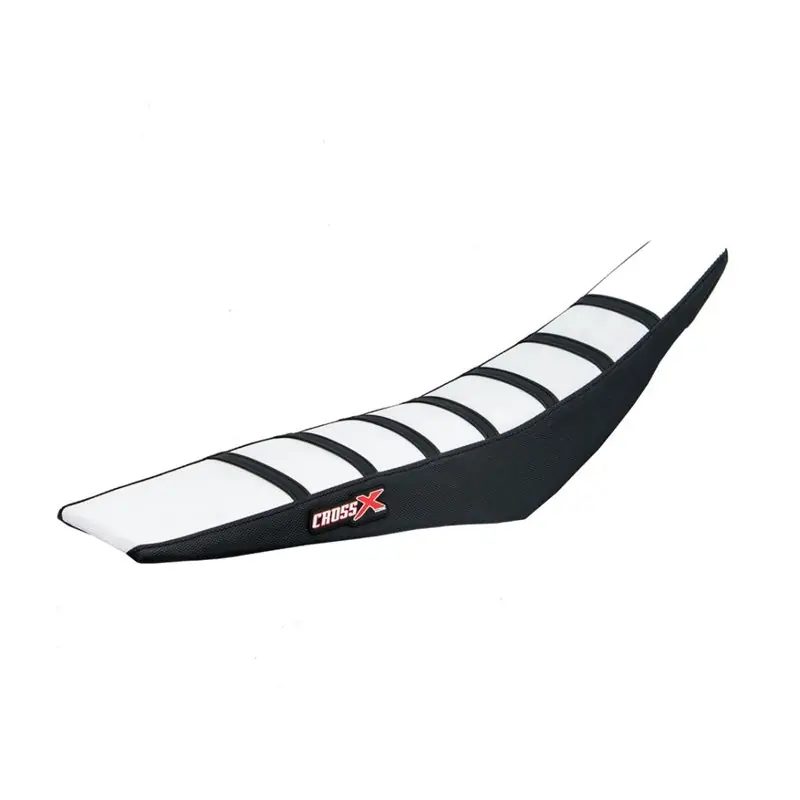 HOUSSE DE SELLE YAMAHA YZF 250 TOP WHITE- SIDE BLACK-STRIPES BLACK Expressz szállítás