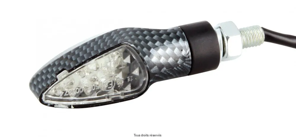 Vedd meg most Paire de Mini Cligno LED C.E Look Carbone 65 x 20 mm Homologués C.E