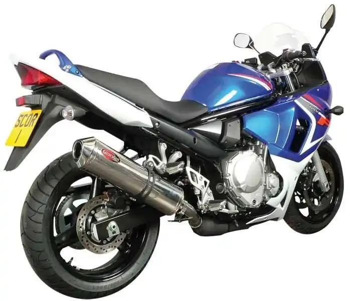 Silencieux Scorpion Factory Ovale acier inox et casquette inox Suzuki 650 Bandit 08-12, 1250 Bandit 07-13, 650 GSXF 08-12, 1250 GSXF 11-16 Prémium