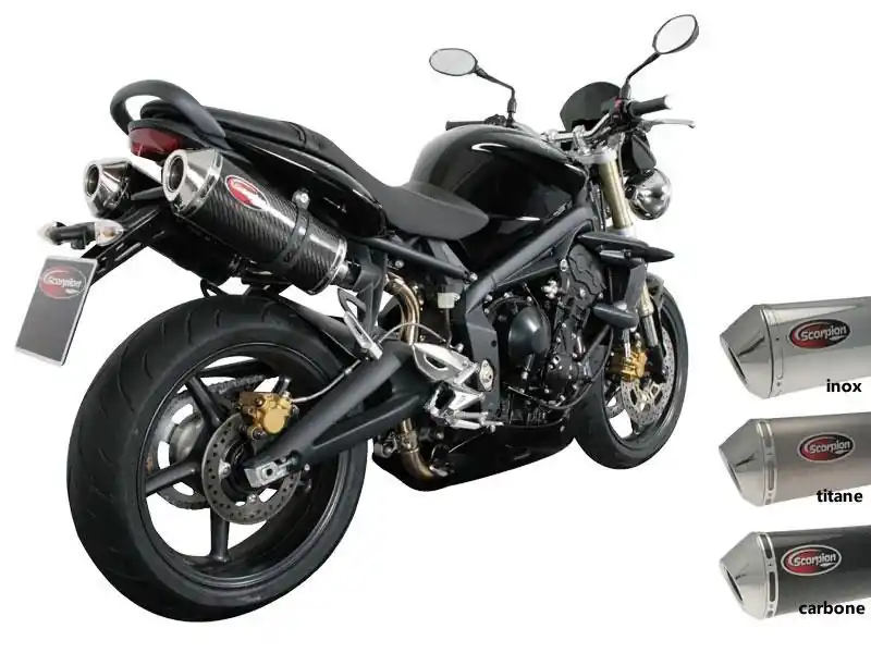 Silencieux Scorpion Factory oval Carbone et casquette inox Triumph 675 Street Triple 2007-2012 Legkelendőbb