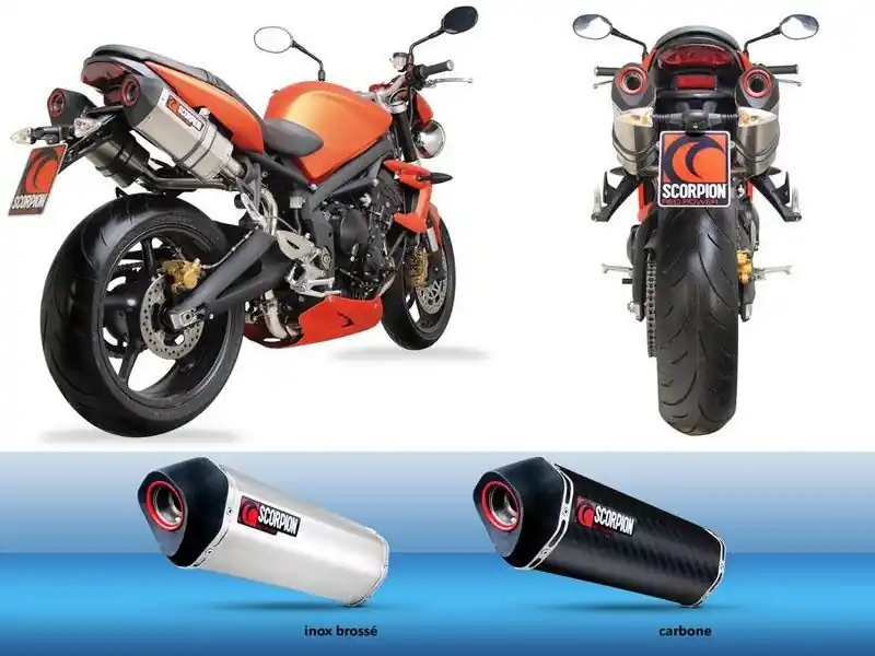 Silencieux Scorpion Serket Droit inox brossé Triumph 675 Street Triple 2007-2012 Árengedmény